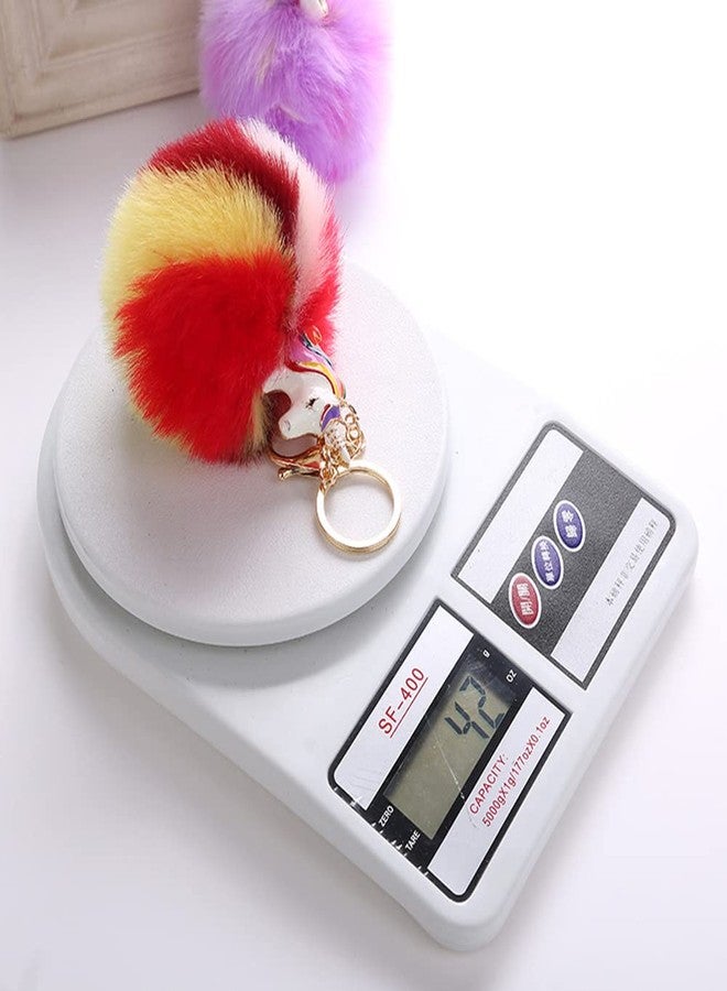 هكسينفو سلسلة مفاتيح على شكل كرة فرو بوم بوم لطيفة على شكل وحيد القرن من HXINFU، كرة ملونة ناعمة ورقيقة، قلادة للحقيبة - Image 4