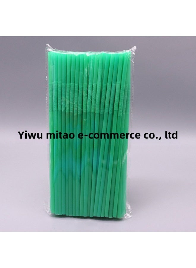 Generic Mi Tao Disposable Plastic Color Art Straw Modeling Creative Elbow Monochrome 100 10 Color Selection-Color:Green 100/bag  - Image 1