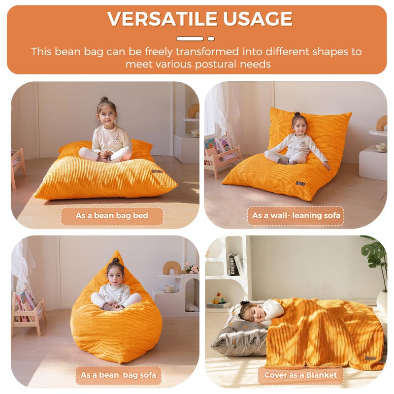 MAXYOYO 3 in 1 Kids Bean Bag Chair Bed, Convertible Chair Folds from Bean Bag to Lounger, Child Floor Sofa for Gaming, Reading, Floor Mattress with High-Density Foam Filling - Image 3