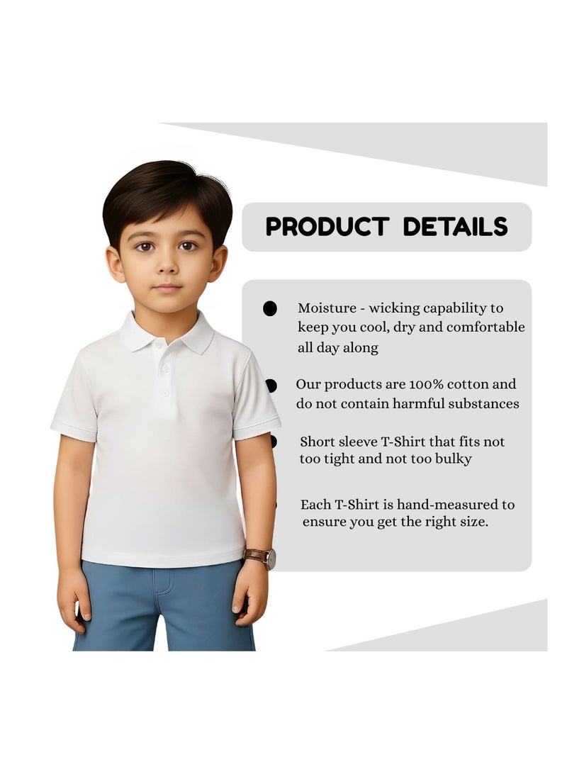 برينت شوب فور مي تيشيرت بولو أساسي للجنسين للأطفال 230 GSM (أبيض) - Image 4