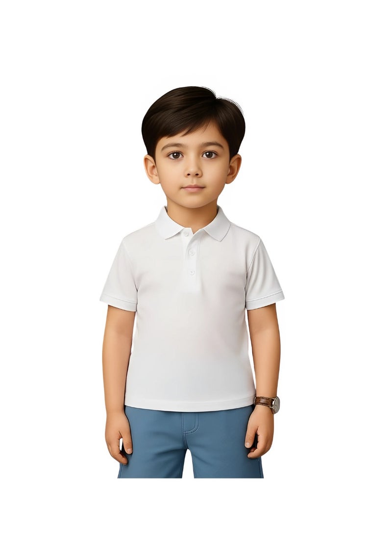 برينت شوب فور مي تيشيرت بولو أساسي للجنسين للأطفال 230 GSM (أبيض) - Image 1