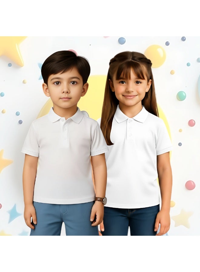 برينت شوب فور مي تيشيرت بولو أساسي للجنسين للأطفال 230 GSM (أبيض) - Image 5