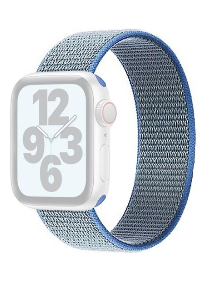 NIBEMINENT Single Lap Nylon Replacement Watchband, Size: L 165mm for Apple Watch Series 7/6/SE/5/4/3/2/1 42/44/45mm Lake Blue - Image 1