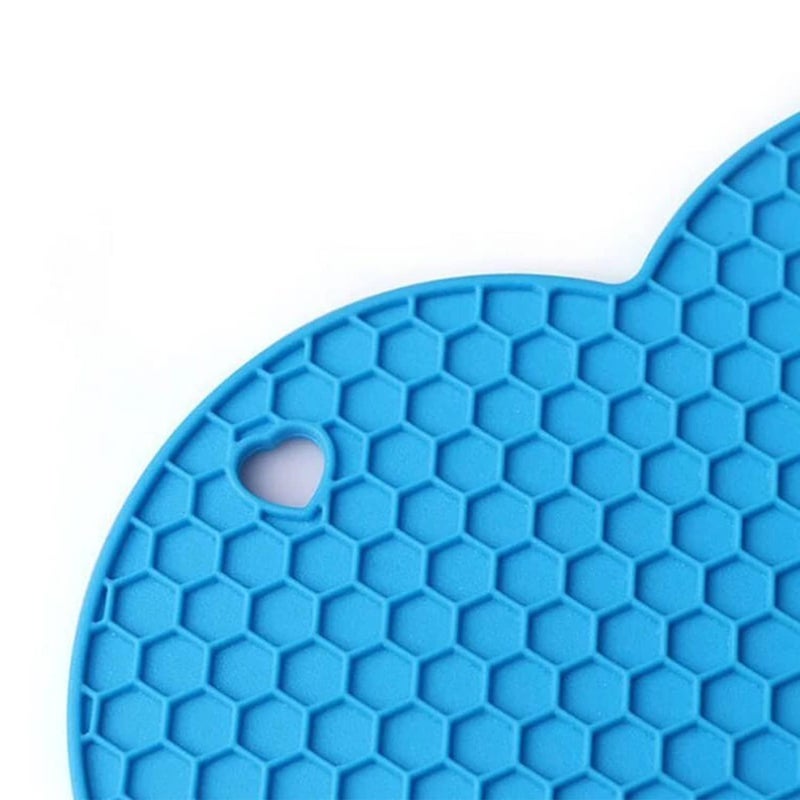 Ramkuwar Silicone Trivets Heart Mat for Hot Pots and Pans Heat Resistant Hot Pads for Kitchen Counter Multi Purpose and Versatile Trivet Mat Durable and Flexible Silicone Hot Pad 2 pcs Blue - Image 4