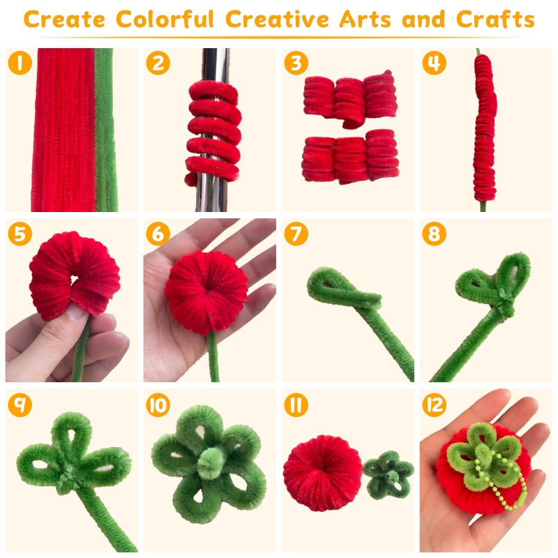 Opvixi 300 PCS Pipe Cleaners, Multi-Color Chenille Stems, Pipe Cleaners Craft, 20 Assorted Colors Pipecleaners for Art and Craft Supplies DIY Projects (12 inch x 6 mm) - Image 5