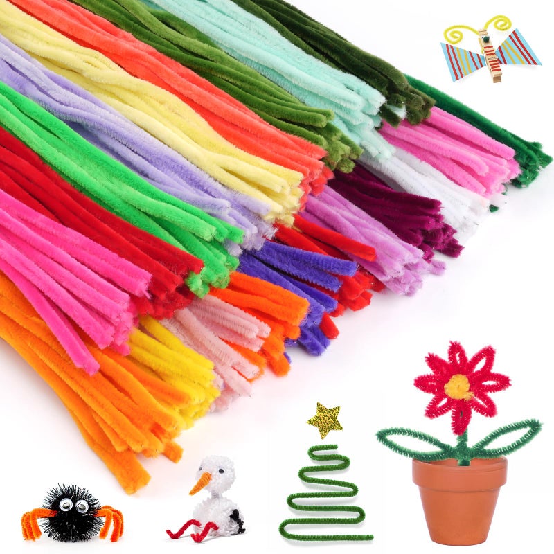 Opvixi 300 PCS Pipe Cleaners, Multi-Color Chenille Stems, Pipe Cleaners Craft, 20 Assorted Colors Pipecleaners for Art and Craft Supplies DIY Projects (12 inch x 6 mm) - Image 1