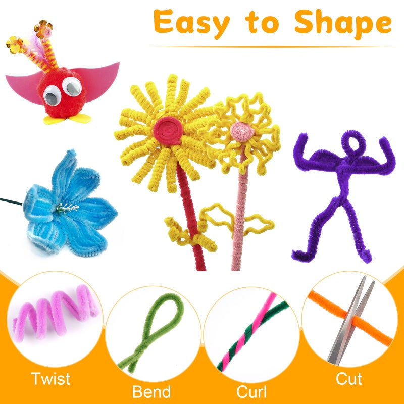 Opvixi 300 PCS Pipe Cleaners, Multi-Color Chenille Stems, Pipe Cleaners Craft, 20 Assorted Colors Pipecleaners for Art and Craft Supplies DIY Projects (12 inch x 6 mm) - Image 3