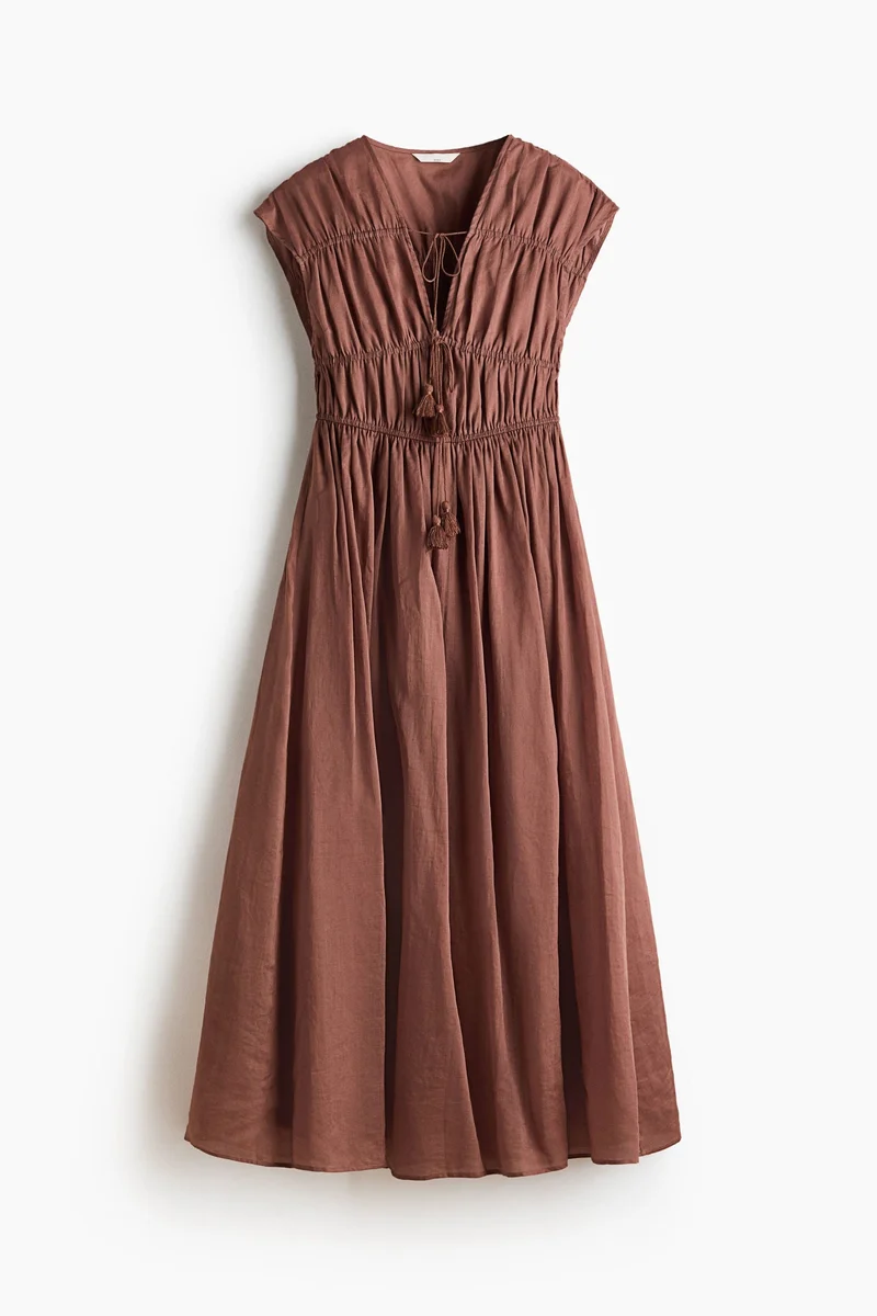 H&M Drawstring-detail ramie dress