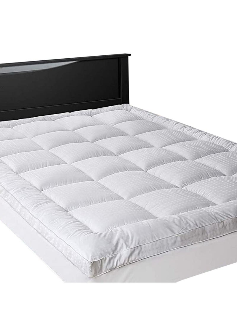 Mattress Topper King Size MicroFiber Cotton High Quality 180x200 Cm white  - Image 1