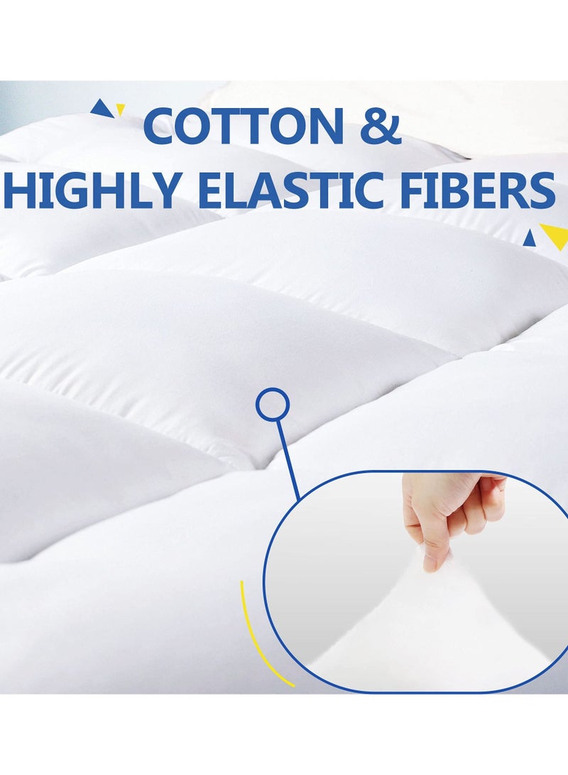 Mattress Topper King Size MicroFiber Cotton High Quality 180x200 Cm white  - Image 2