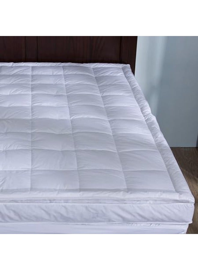 Mattress Topper King Size MicroFiber Cotton High Quality 180x200 Cm white  - Image 3