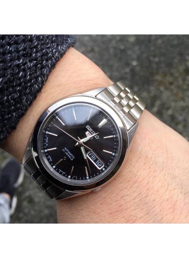 Seiko سايكو 5 أوتوماتيكي ساعة يد للرجال SNKL23J1 - صنع في اليابان، قرص توكسيدو أسود، علبة من الفولاذ المقاوم للصدأ 38 مم، 21 جوهرة إصدار JDM - Image 2