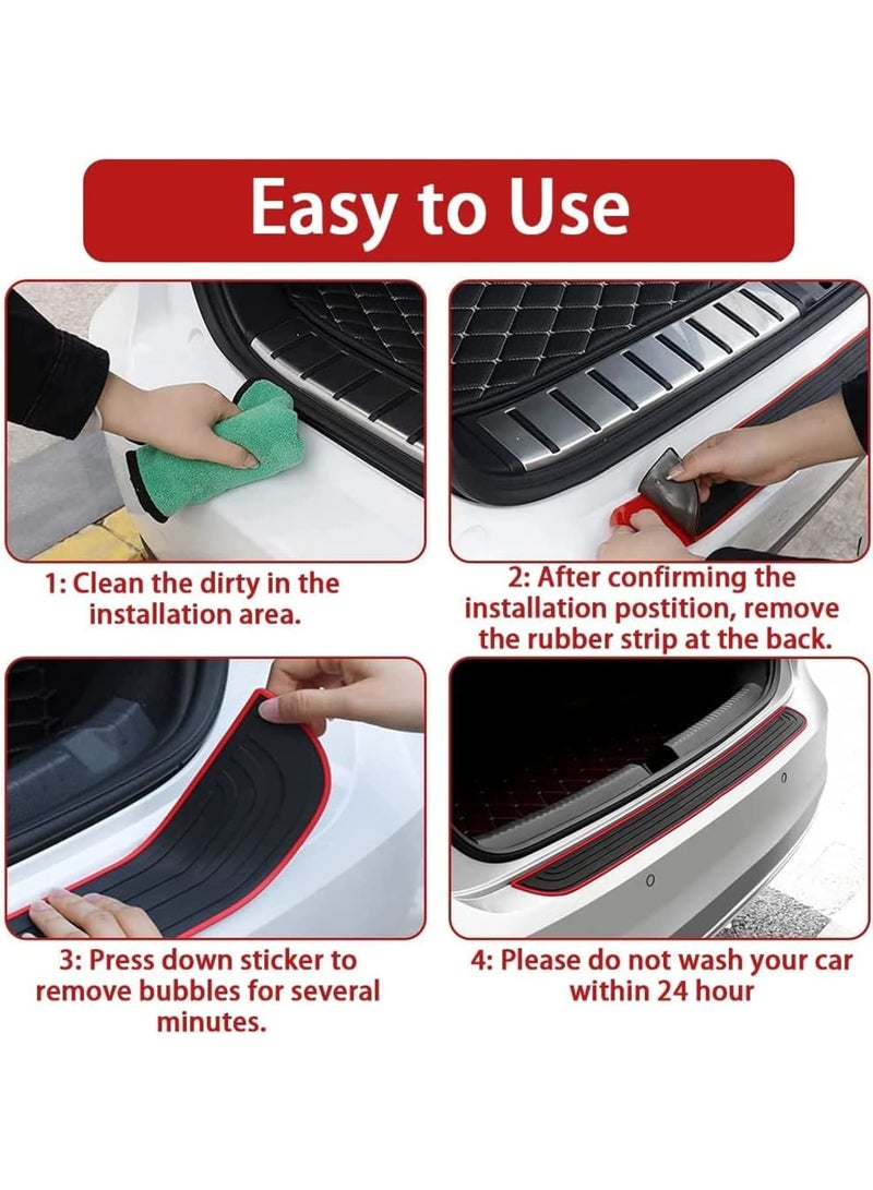 SYOSI Car Rear Bumper Protector, Universal Rubber Anti-Scratch Protectors for Cars, Truck and SUVs, Durable Non-Slip Trunk Exterior Accessories, 90cm x 7cm, Black-Red - Image 3
