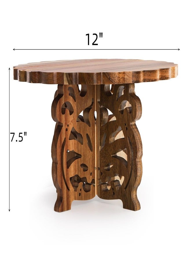 Eorbow 12" Wood Cake Stand, Acacia Wooden Rustic Cupcake Holder, Wedding Table Centerpiece Dessert Display Stand, Birthday Cake Pedestal for Tea Party Baby Shower - Image 2