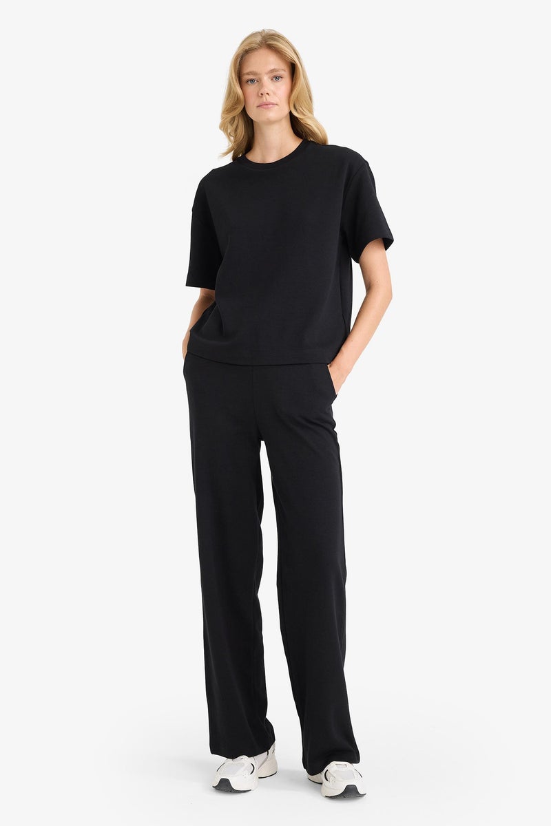 DeFacto Black Woman Straight Fit With Pockets Basic Trousers Casual - Image 2