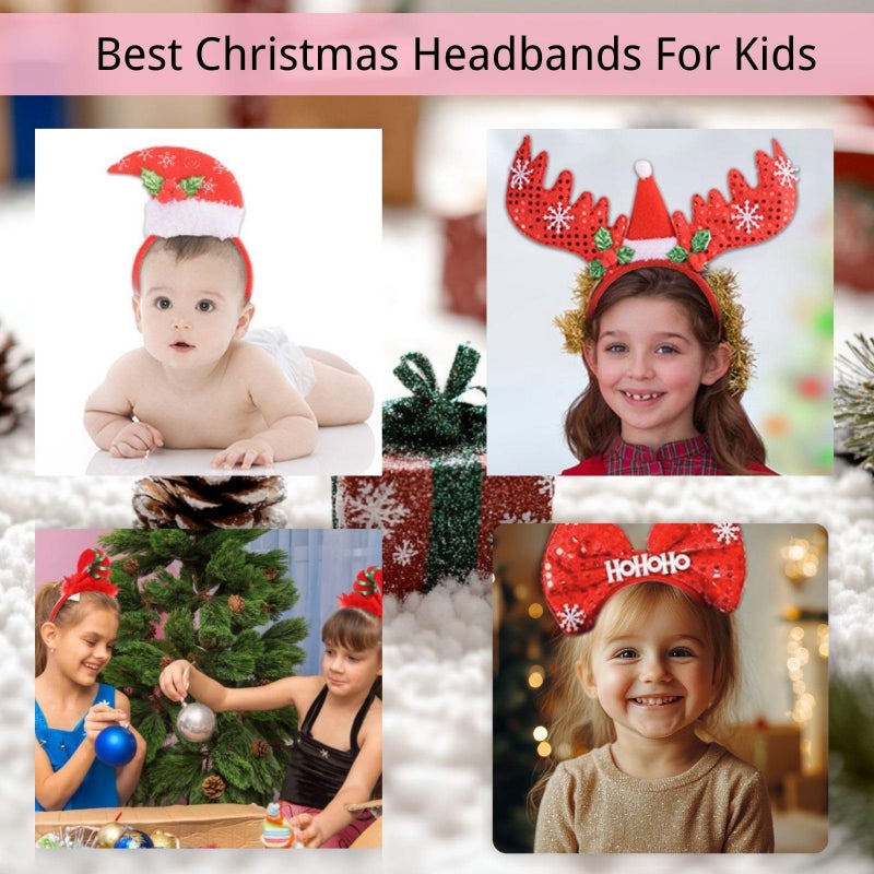 SEVEN STYLE 12 PCS Holiday Headbands,Cute Christmas head hat toppers,Great Fun and Festive for Christmas Party Favors Holiday Favors Photos Booth - Image 3