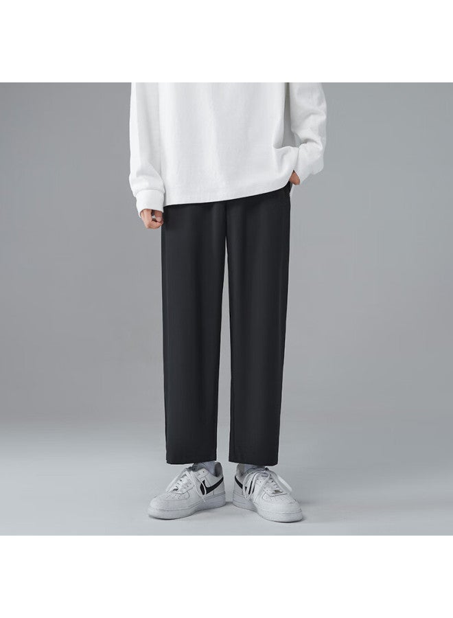 Foss Phil Men's Pants, Spring And Summer Versatile, Ice Silk, Loose Straight-leg, Draping, Sports Casual Pants, 1216 Black, 3XL - Image 4