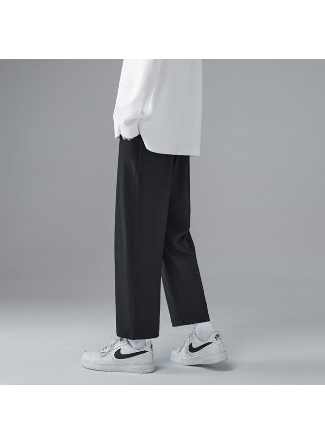 Foss Phil Men's Pants, Spring And Summer Versatile, Ice Silk, Loose Straight-leg, Draping, Sports Casual Pants, 1216 Black, 3XL - Image 5