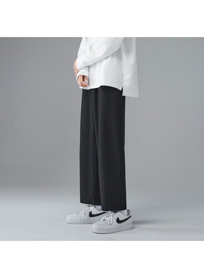 Foss Phil Men's Pants, Spring And Summer Versatile, Ice Silk, Loose Straight-leg, Draping, Sports Casual Pants, 1216 Black, 3XL - Image 3