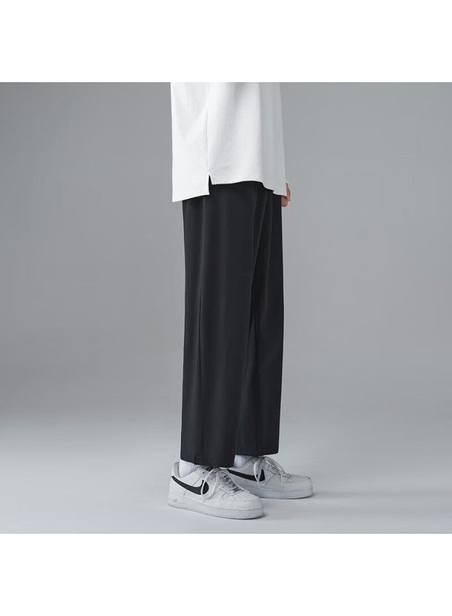 Foss Phil Men's Pants, Spring And Summer Versatile, Ice Silk, Loose Straight-leg, Draping, Sports Casual Pants, 1216 Black, 3XL - Image 1