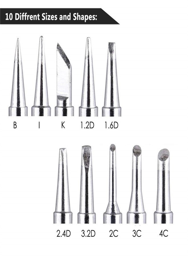 10pcs 900M Soldering Iron Tips Kit, Replacement Solder Iron Tips Kit for Hakko, Radio Shack, TENMA, ATTEN, Quick, Aoyue, Yihua Solder Station - Image 3