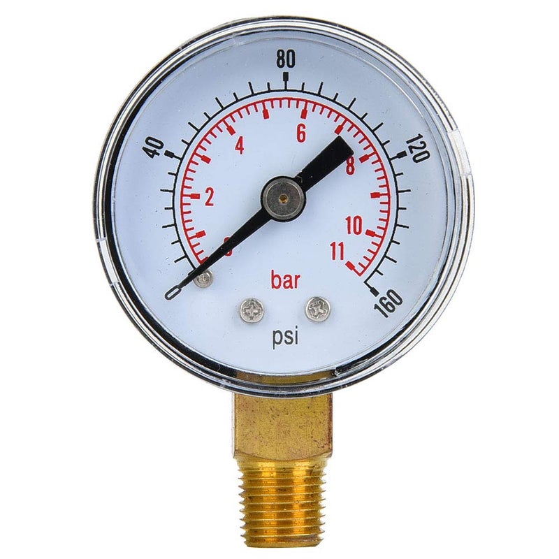 Mechanical Pressure Gauge 0 160psi 0 11bar Dual Scale Metal Casing For Air Oil Water - Image 2