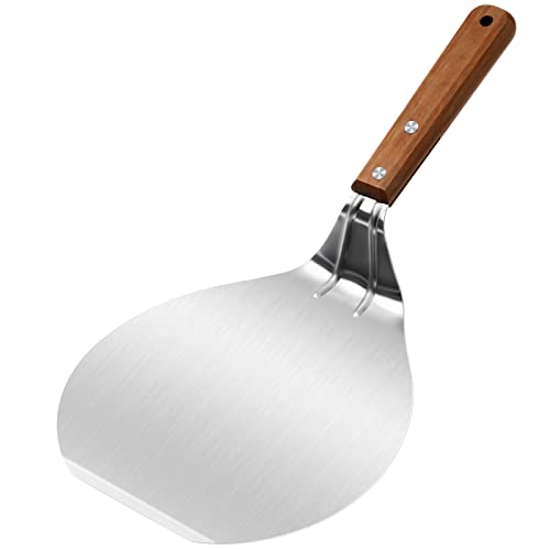 NUOMI Stainless Steel Pizza Peel with Wood Handle 8-Inch Pizza Spatula Paddle - Image 3