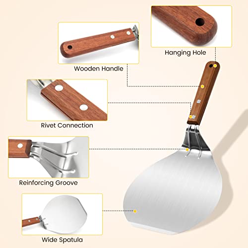 NUOMI Stainless Steel Pizza Peel with Wood Handle 8-Inch Pizza Spatula Paddle - Image 4