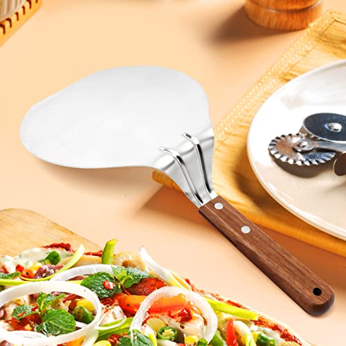 NUOMI Stainless Steel Pizza Peel with Wood Handle 8-Inch Pizza Spatula Paddle - Image 2
