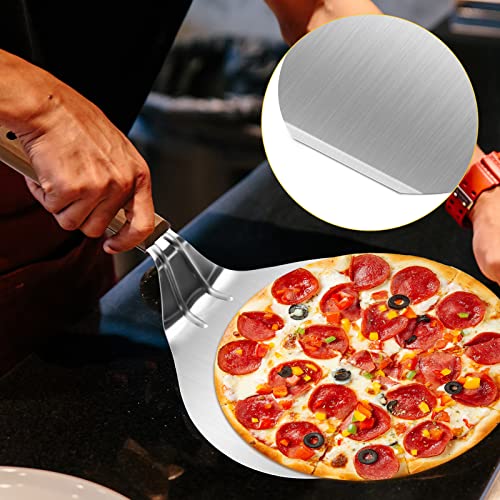 NUOMI Stainless Steel Pizza Peel with Wood Handle 8-Inch Pizza Spatula Paddle - Image 5