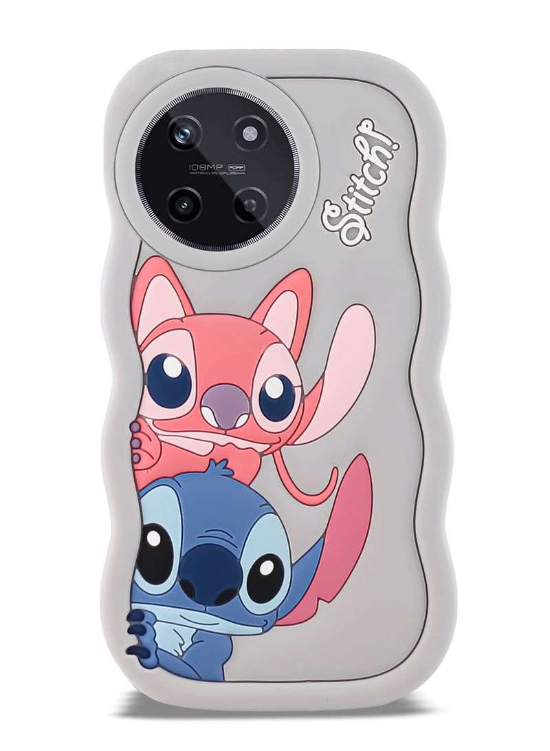 حافظة هاتف من السيليكون الناعم المتموج ثلاثية الأبعاد من Lilo and Stitch لهاتف Realme 11 4G (رمادي) - Image 1