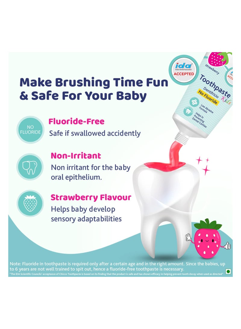 Chicco Toothpaste for Kids, Best for Baby (1y-6y), Strawberry Flavour, 50g | Fluoride-Free & Low Abrasive | Removes Plaque, Helps Prevent Cavities - Image 3