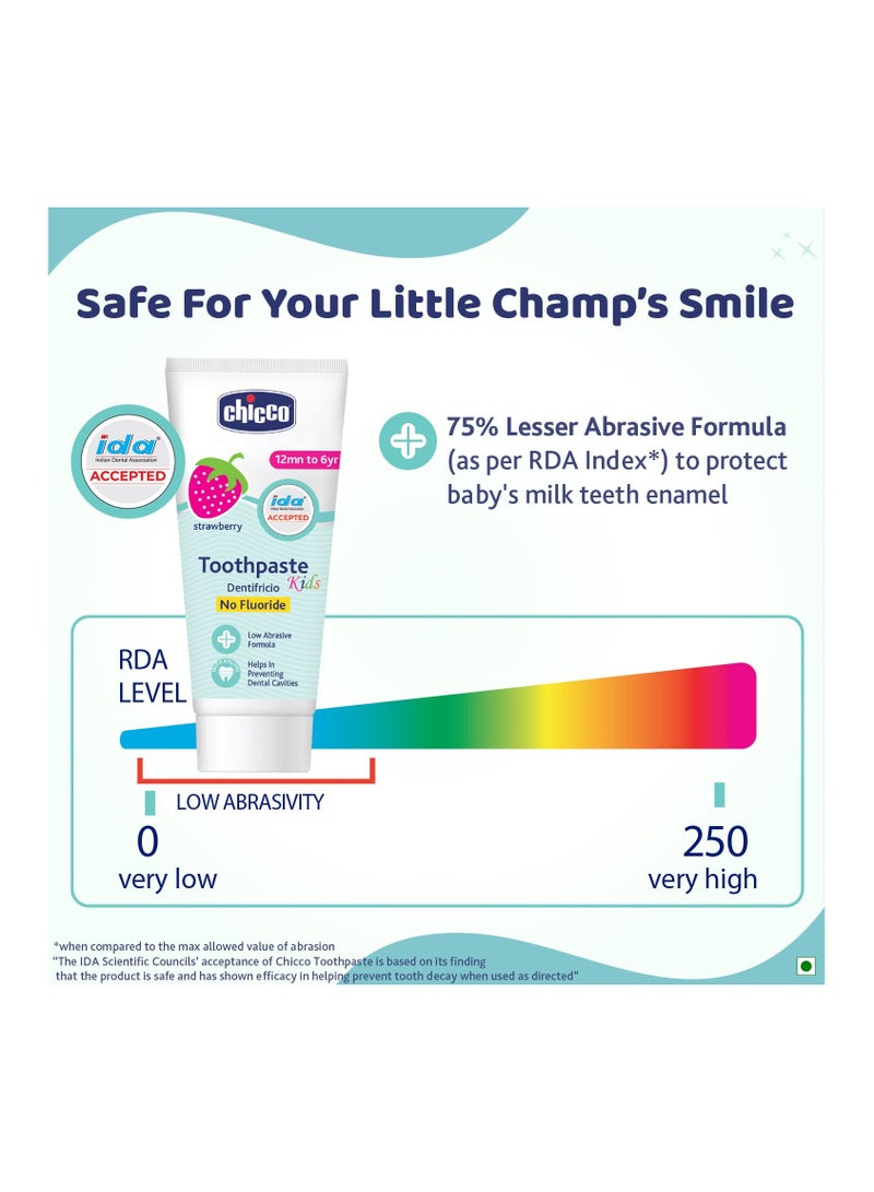 Chicco Toothpaste for Kids, Best for Baby (1y-6y), Strawberry Flavour, 50g | Fluoride-Free & Low Abrasive | Removes Plaque, Helps Prevent Cavities - Image 2