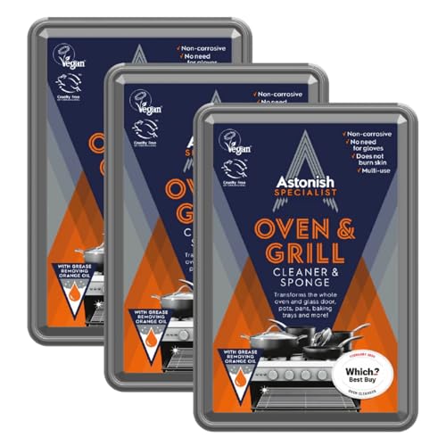 Astonish Specialist Oven & Grill Cleaner & Sponge, 250g – Heavy Duty Degreaser Paste with Orange Oil – Restores Shine to Ovens, Grills & Racks – No Harsh Chemicals, 3 Pack - Image 1