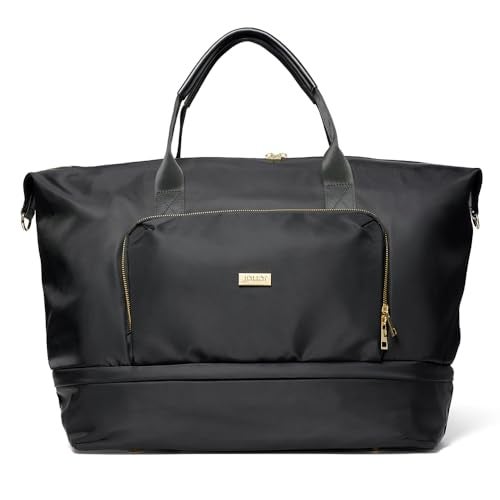 Jouer Le Weekender Travel Bag, Overnight Bag for Women, Large Travel Duffle Bag, Personal Item Carry On Tote Bag, Shoulder Bag Luggage, 9"x26"x16" - Black - Image 1