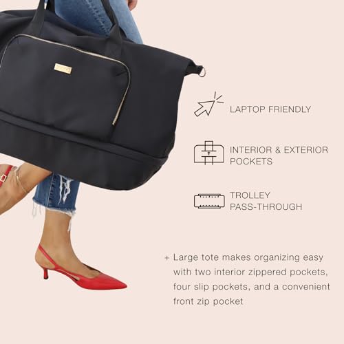 Jouer Le Weekender Travel Bag, Overnight Bag for Women, Large Travel Duffle Bag, Personal Item Carry On Tote Bag, Shoulder Bag Luggage, 9"x26"x16" - Black - Image 2
