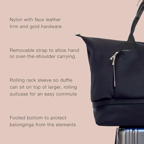Jouer Le Weekender Travel Bag, Overnight Bag for Women, Large Travel Duffle Bag, Personal Item Carry On Tote Bag, Shoulder Bag Luggage, 9"x26"x16" - Black - Image 3