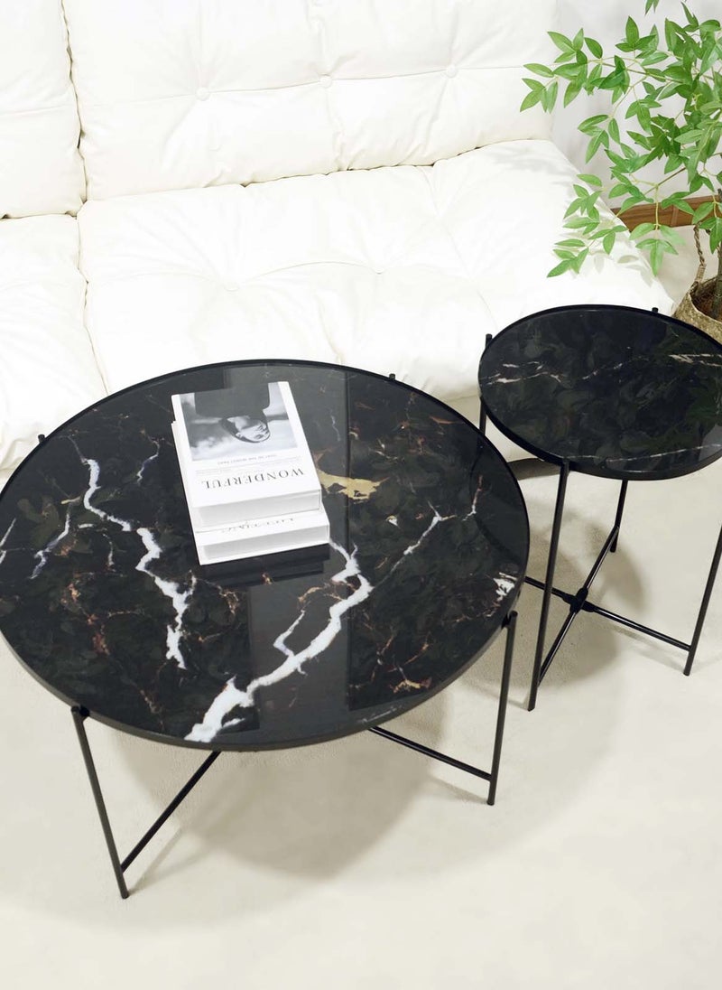 Sharpdo Round Coffee Table, Simple Modern Living Room, Home Tempered Glass, Light Luxury Style Combination Table - Image 2