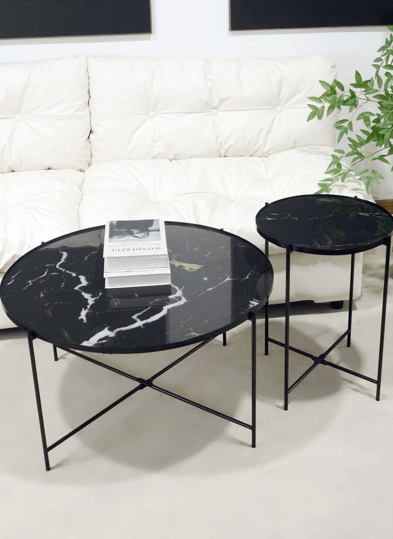 Sharpdo Round Coffee Table, Simple Modern Living Room, Home Tempered Glass, Light Luxury Style Combination Table - Image 1