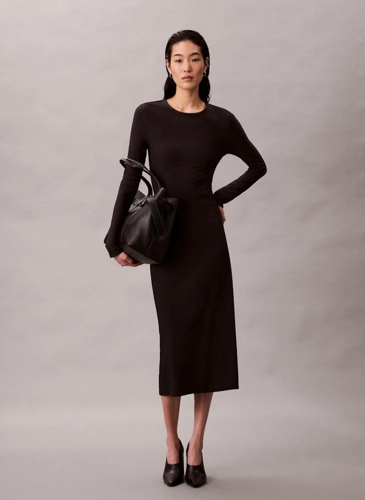 Calvin Klein Jeans Back Cutout Long Sleeve Midi Dress