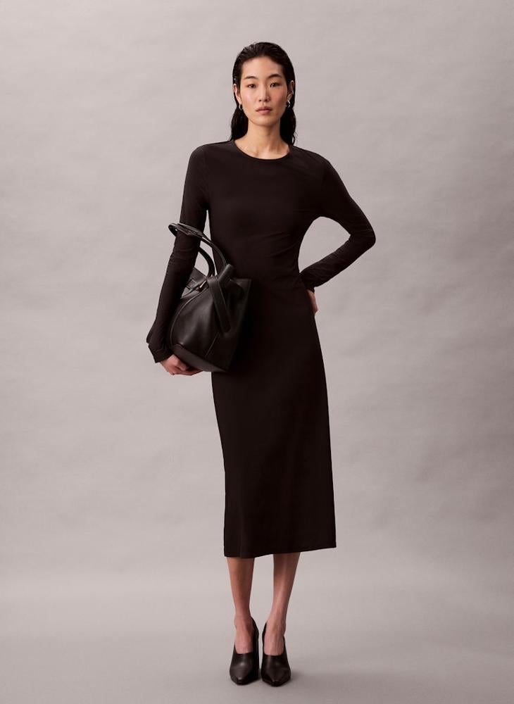 Calvin Klein Jeans Back Cutout Long Sleeve Midi Dress - Image 1