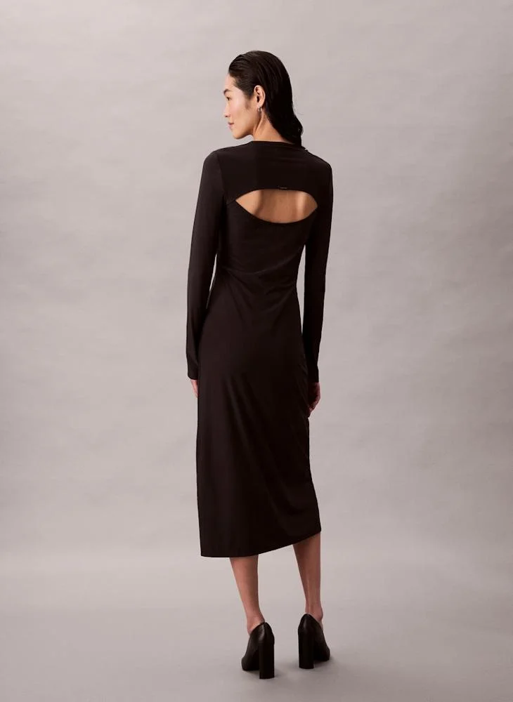 Calvin Klein Jeans Back Cutout Long Sleeve Midi Dress