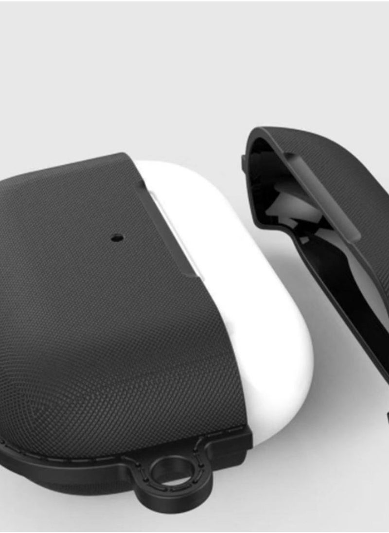 NIBEMINENT - Bluetooth Headphone Protective Cover For Apple AirPods 3 Pro With Hook Black - Image 1