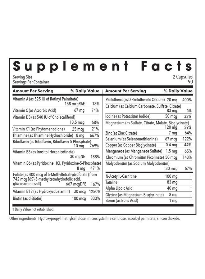 اليرجي ريسيرتش جروب مجموعة أبحاث الحساسية - MVM-A مع مضادات الأكسدة - فيتامينات متعددة/معادن متعددة كاملة - 180 كبسولة نباتية - Image 3