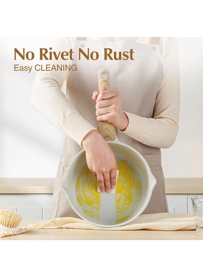 Sensarte قدر سوتيه سيراميك أبيض غير لاصق مع فوهتين 3.0 كوارت، وعاء طهي متوسط مع مقبض بارد، وعاء طهي متوافق مع الحث مع غطاء، طلاء جرانيت أبيض، خالي من PFOA/PFAS - Image 5