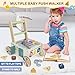 Takeeyce Wooden Baby Walker with Wheels Montessori Kitchen Walking Toys Pretend Play Grocery Toys Sorting and Stacking Toys for Infants and Toddlers Push and Pull Learning Activity Walkers - Image 4
