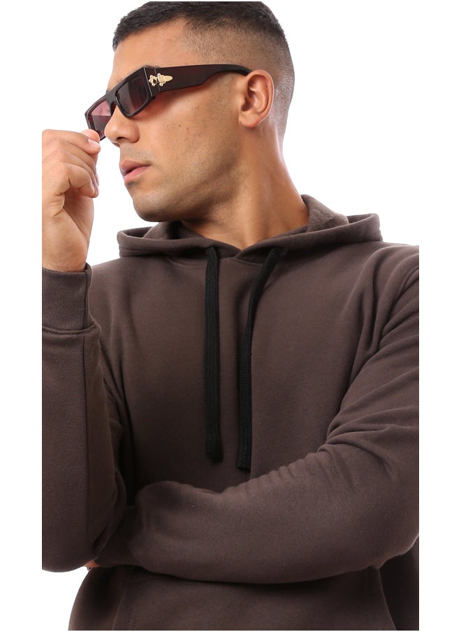 RAVIN - Solid Brown Slip On Comfy Hoodie - Image 1