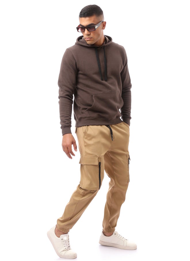 RAVIN - Solid Brown Slip On Comfy Hoodie - Image 1