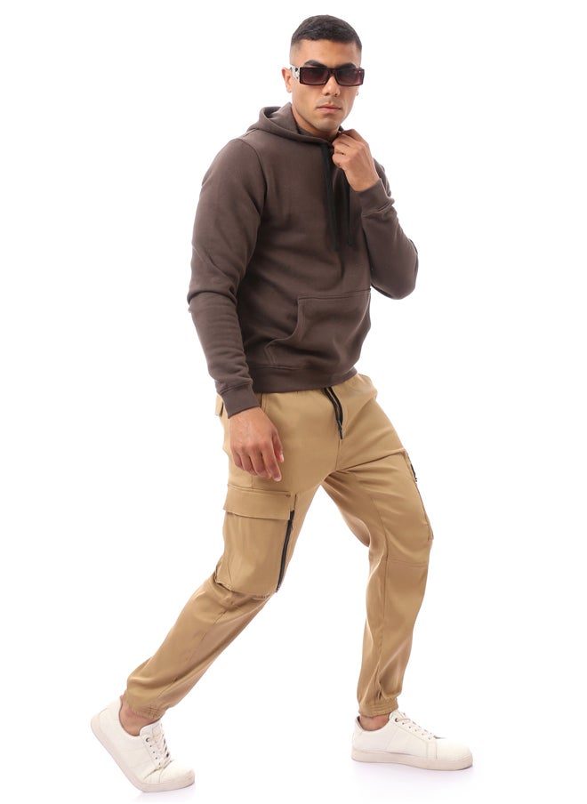 RAVIN - Solid Brown Slip On Comfy Hoodie - Image 1