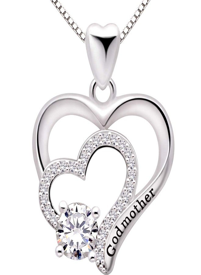 ALOV Jewelry Sterling Silver Godmother Cubic Zirconia Pendant Necklace - Image 1